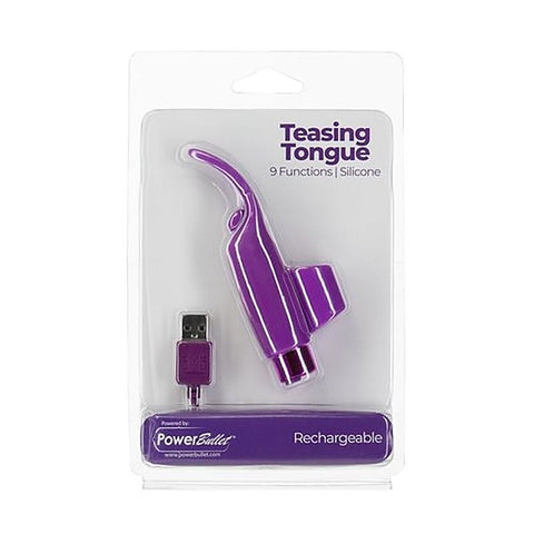 Power Bullet Teasing Tongue Vibrator With Rechargeable Bullet - Finger and Tongue Vibrators
