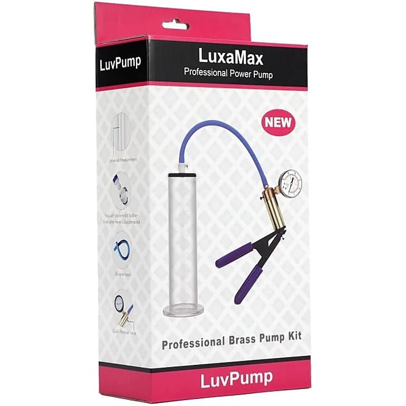LuxaMax Brass Handle Penis Pump Set by Shots Toys - Penis Pumps And Stretchers
