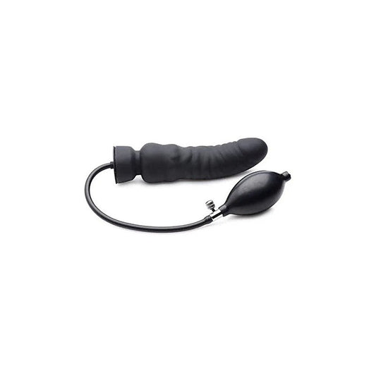 Master Series Dick Spand Inflatable Silicone Dildo Black - Inflatable Dildos and Vibrators