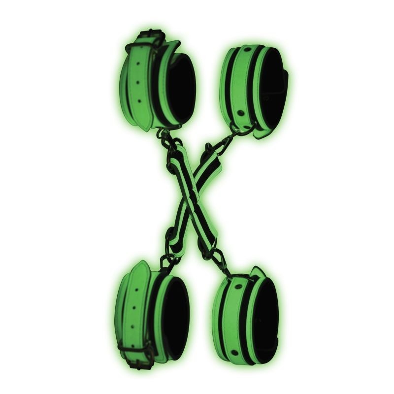 Kink In the Dark Glowing Hog Tie Set Fluro Restraints - Cuffs And Restraints