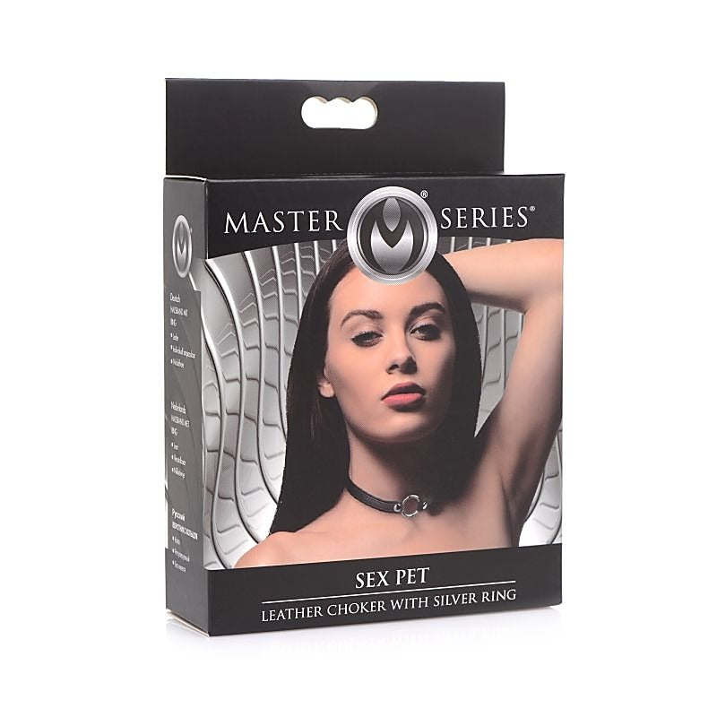 Master Series Sex Pet Leather Choker by XR Brands - Collars and Leads
