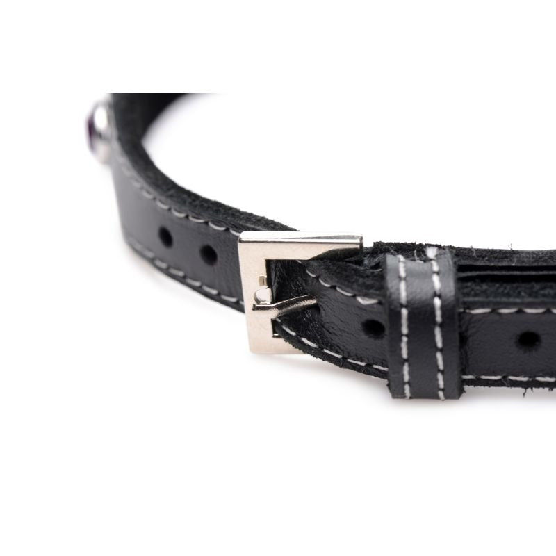 Bling Vixen Leather Choker w/ Rhinestones Collar - Collars and Leads