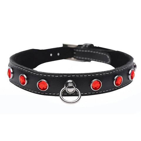 Master Series Bling Vixen Leather Choker Collar by XR Brands - Collars and Leads