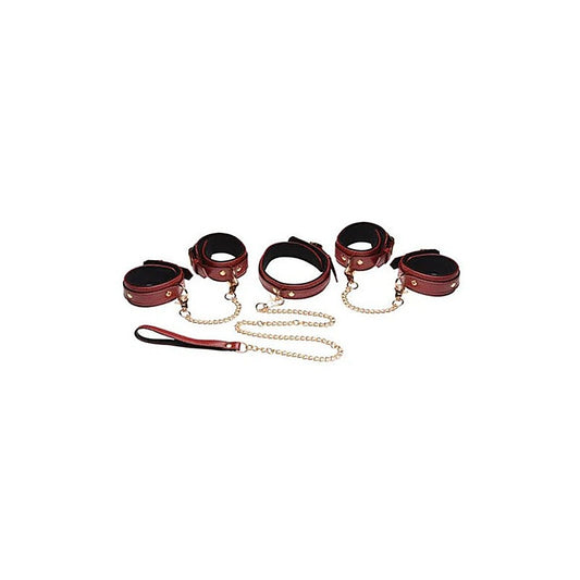 Master Series Bondage Play Sex Toy Set 6 Piece Burgundy - Bondage Kits