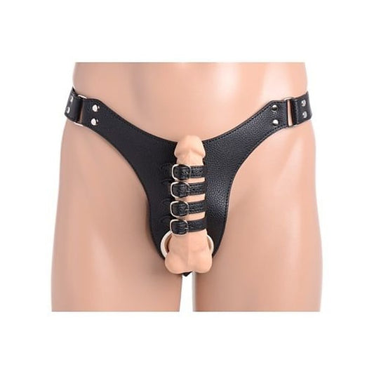 Strict Male Chastity Harness With Anal Plug Black - Male Chastity