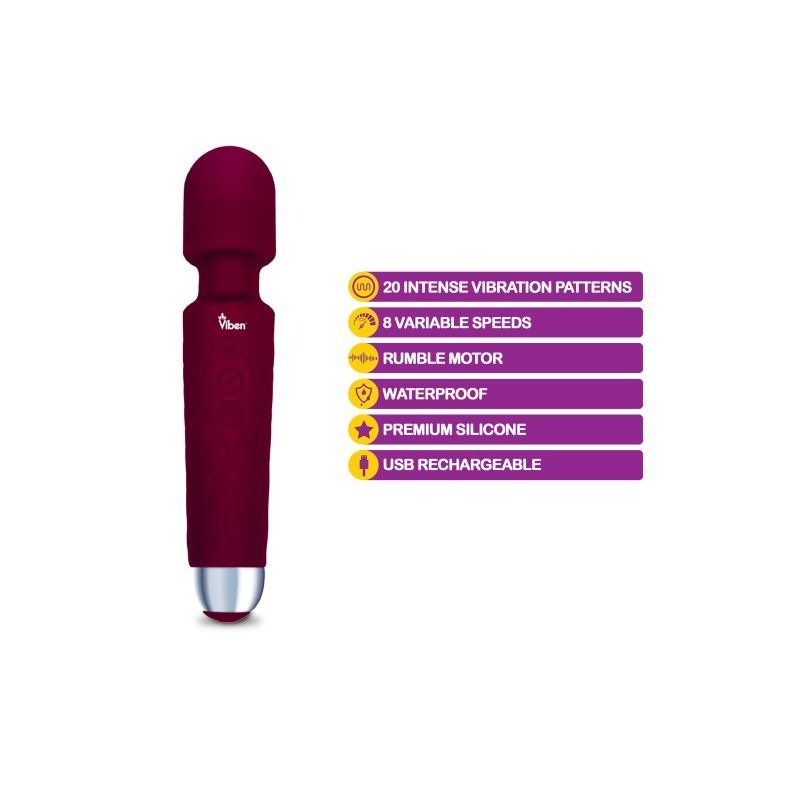 Tempest Rechargeable Wand Massager Ruby by Viben - Body Wands