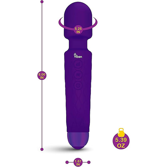 Viben Tempest 20 Function Travel Body Wand Massager Violet - Body Wands