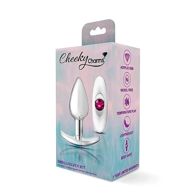Cheeky Charms Silver Anchor Butt Plug With Jewel Kit - Butt Plugs