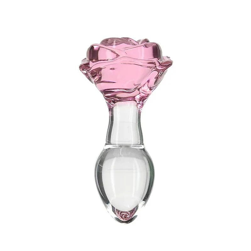Pillow Talk Rosy Luxurious Glass Anal Plug With Clear Gem - Butt Plugs