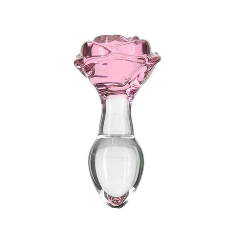 Pillow Talk Rosy Luxurious Glass Anal Plug With Clear Gem - Butt Plugs