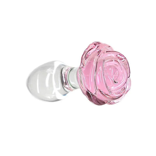 Pillow Talk Rosy Luxurious Glass Anal Plug With Clear Gem - Butt Plugs