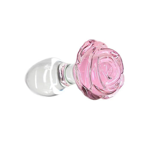 Pillow Talk Rosy Luxurious Glass Anal Plug With Clear Gem - Butt Plugs
