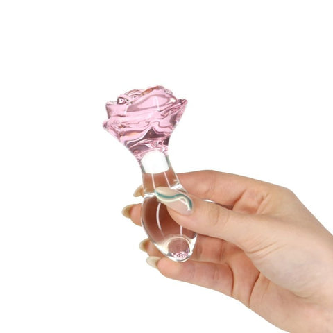 Pillow Talk Rosy Luxurious Glass Anal Plug w/ Gem - Butt Plugs