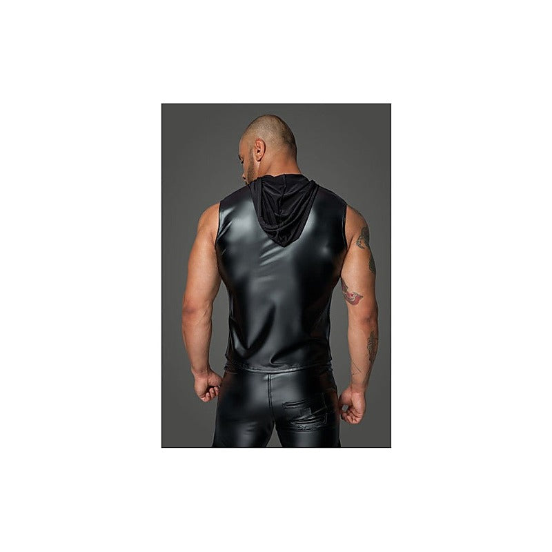 Powerwetlook Sleeveless Hooded Men's Shirt by Noir Handmade - His Fetish