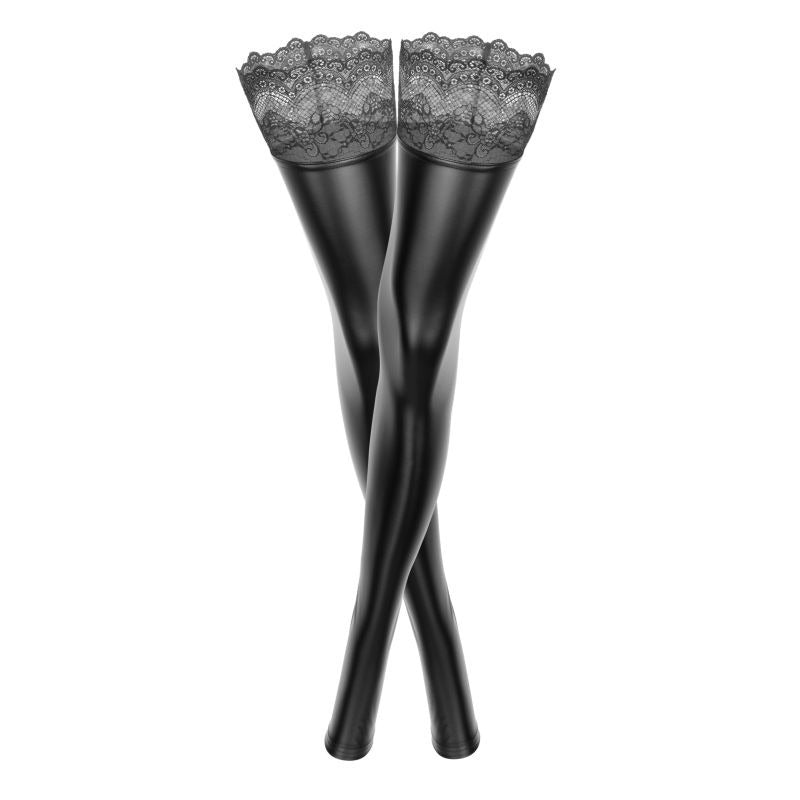 Power Wetlook Stockings w/ Siliconed Lace by Noir Handmade - Her Fetish