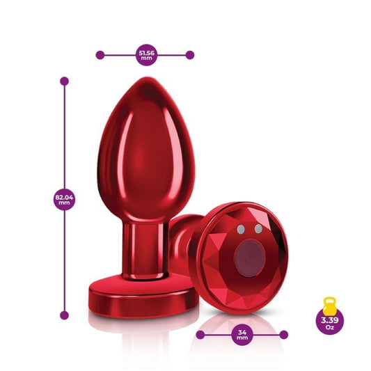 Cheeky Charms Red Rechargeable Vibrating Metal Butt Plug