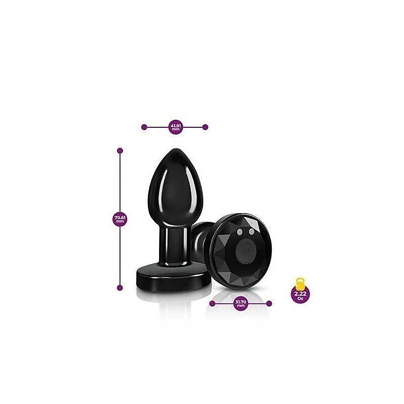 Cheeky Charms Gunmetal Rechargeable Vibrating Metal Butt Plug With Remote Small - Butt Plugs