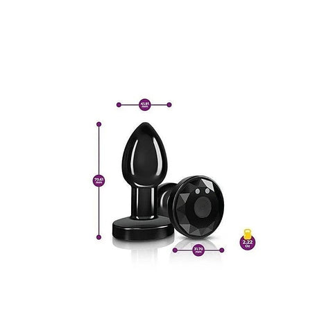 Cheeky Charms Gunmetal Rechargeable Vibrating Metal Butt Plug With Remote Small - Butt Plugs