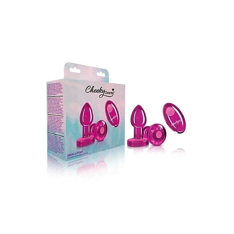 Cheeky Charms Pink Rechargeable Vibrating Metal Butt Plug With Remote - Butt Plugs