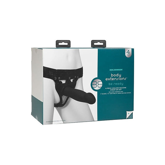 Body Extensions Be Ready Hollow Silicone Strap On Set 4 Piece - Strap On Sextoys