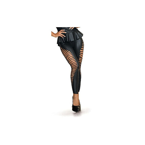 Axami Lingerie Stretch Wetlook Cut Out Leggings Black - Her Fetish