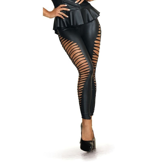 Stretch Wetlook Cut Out Leggings Her Fetish - Her Fetish