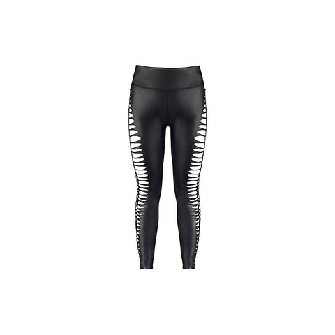 Axami Lingerie Stretch Wetlook Cut Out Leggings Black - Her Fetish