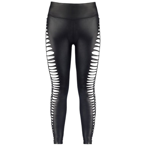 Stretch Wetlook Cut Out Leggings Her Fetish - Her Fetish