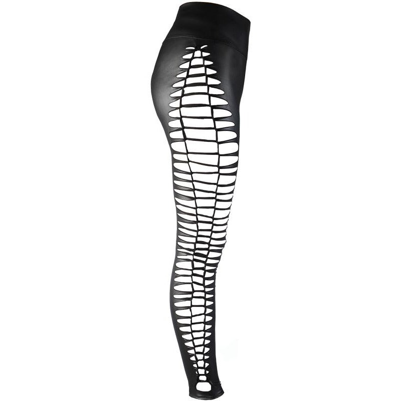 Stretch Wetlook Cut Out Leggings Her Fetish - Her Fetish