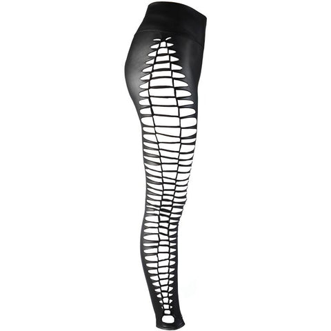 Stretch Wetlook Cut Out Leggings Her Fetish - Her Fetish