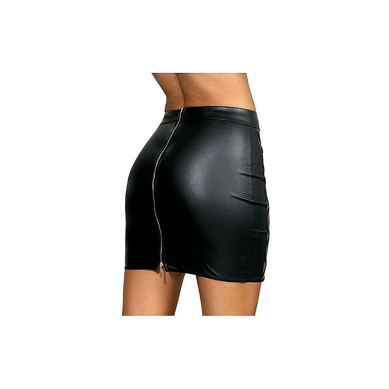 Axami Lingerie Stretch Wetlook Mesh Criss Cross Women Skirt Black - Her Fetish