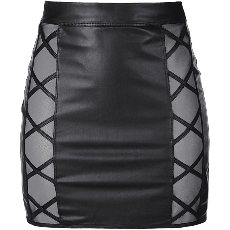 Stretch Wetlook Mesh Criss Cross Skirt Her Fetish - Her Fetish