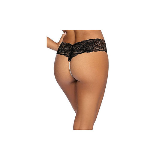 Axami Lingerie Lace Pearl G String Panties Black - G-Strings, Panties and Shorts