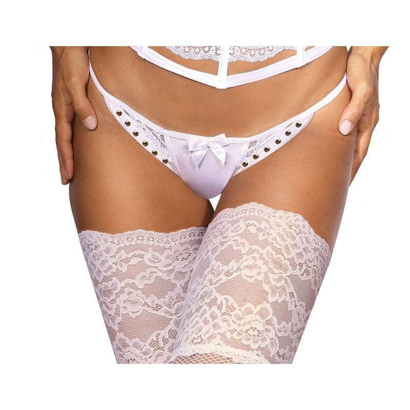 Microfiber and Lace G-String with Studs by Axami Lingerie - G-Strings, Panties and Shorts
