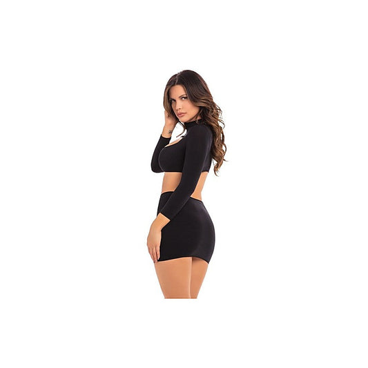 Pink Lipstick Stop and Stare 2 Piece Women Skirt Set Black - Skirts And Club Wear