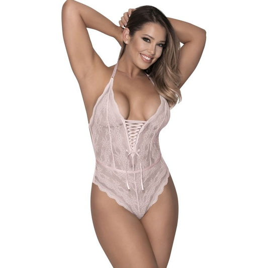 Exposed Lingerie Womens Mesh And Lace Teddy Blush - Teddies and Bodysuits