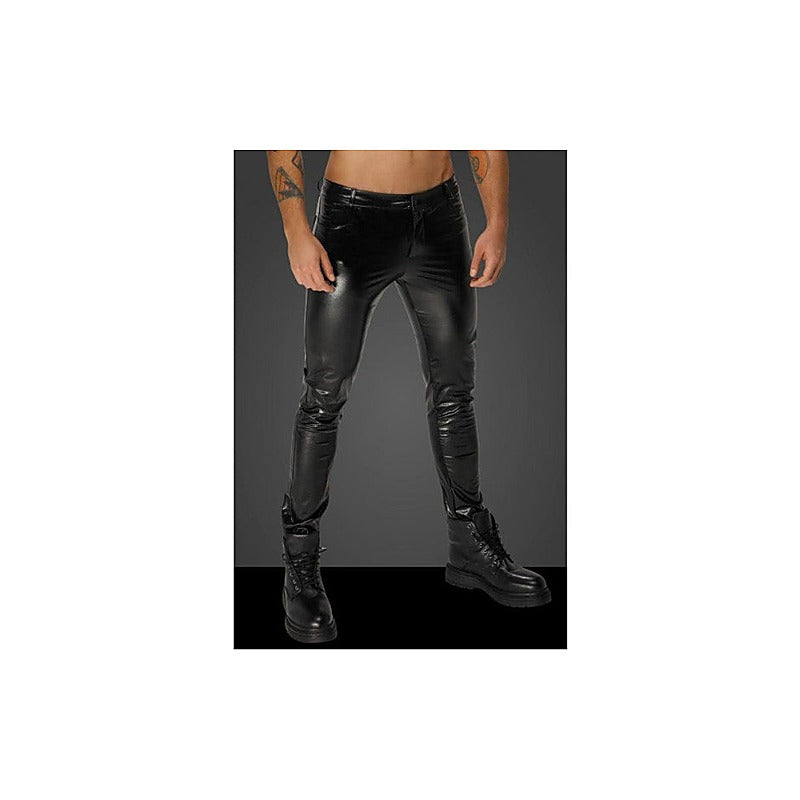 Noir Handmade Snake Wetlook Long Pants with Back Pockets Black - His Fetish