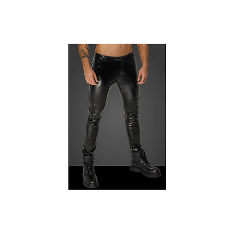 Noir Handmade Snake Wetlook Long Pants with Back Pockets Black - His Fetish