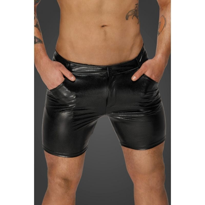 Snake Wetlook Mid Length Mens Shorts by Noir Handmade - His Fetish