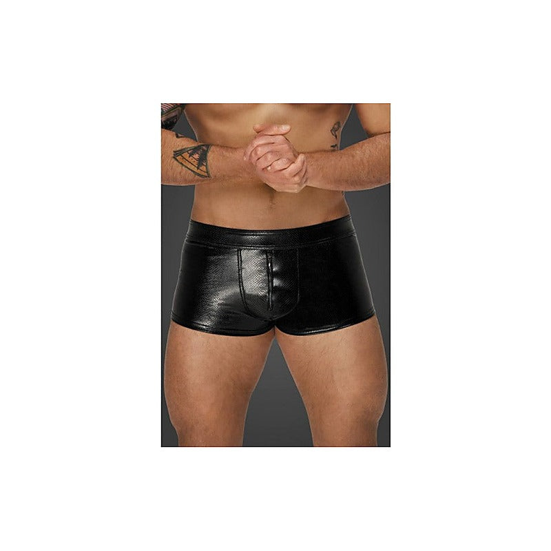 Noir Handmade Snake Wetlook Mens Fetish Wear Short Shorts - His Fetish
