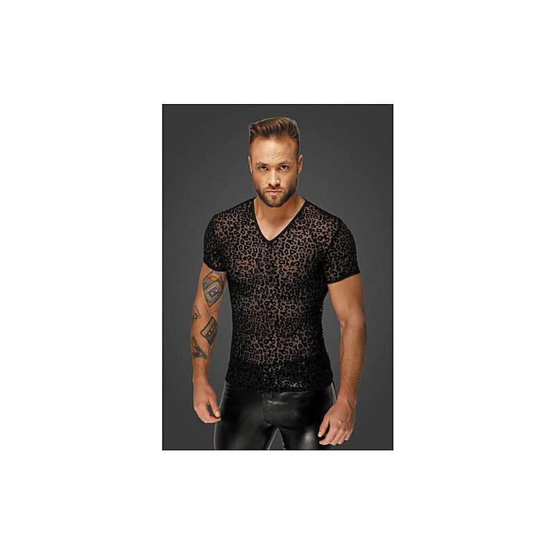 Leopard Flock V-Neck Fetish Wear Mens T-Shirt - His Fetish