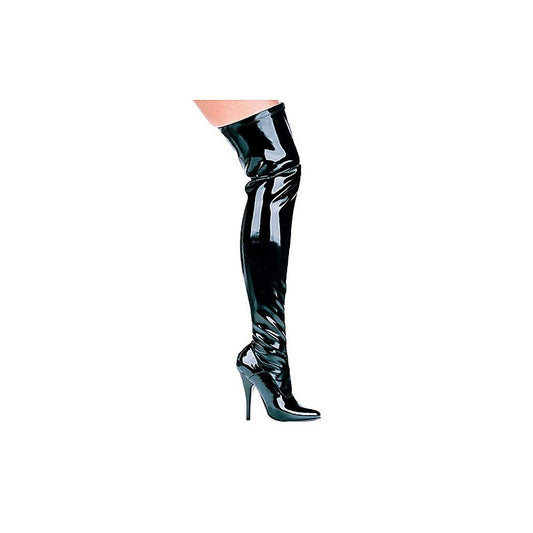 Ellie Shoes Thigh High Stretch Boot Black With 5 Inch Heel - Womens Footwear