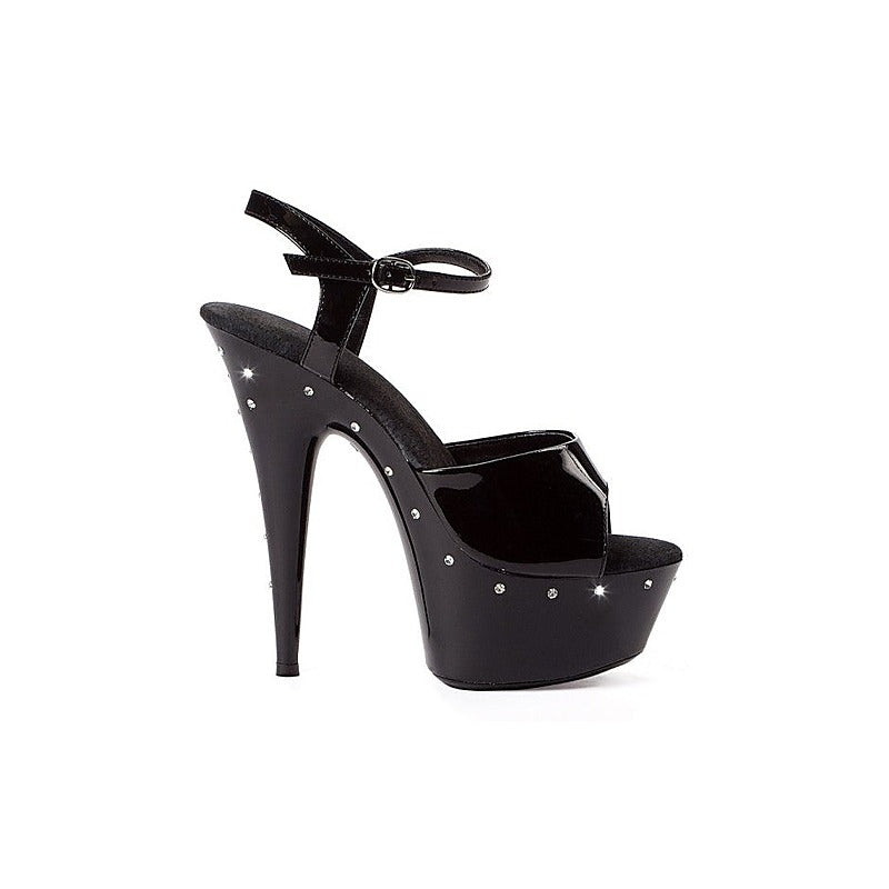 Rhinestone Platform Sandal Black 6 Inch by Ellie Shoes - Womens Footwear