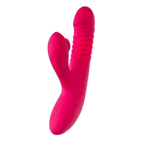 JOS Seri Thrusting Vibrator with Clitoral Stimulator Pad - Rabbit Vibrators