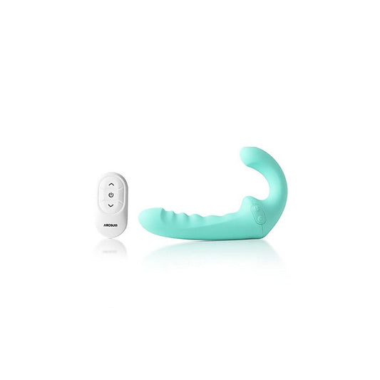 Arosum VibraTwin Remote Control Rechargeable Come Hither Strapless Strap On - Strap On Sextoys