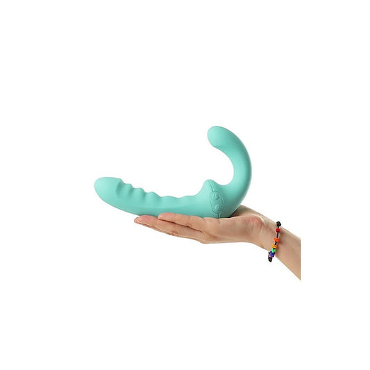 Arosum VibraTwin Remote Control Rechargeable Come Hither Strapless Strap On - Strap On Sextoys