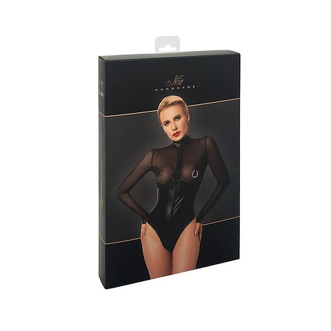 Edge Wetlook and Mesh Bodysuit by Noir Handmade - Her Fetish