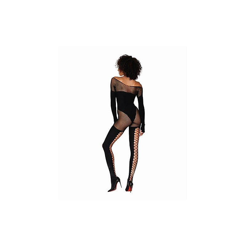 Premium Seamless Opaque & Fishnet Bodystocking - Body Stockings