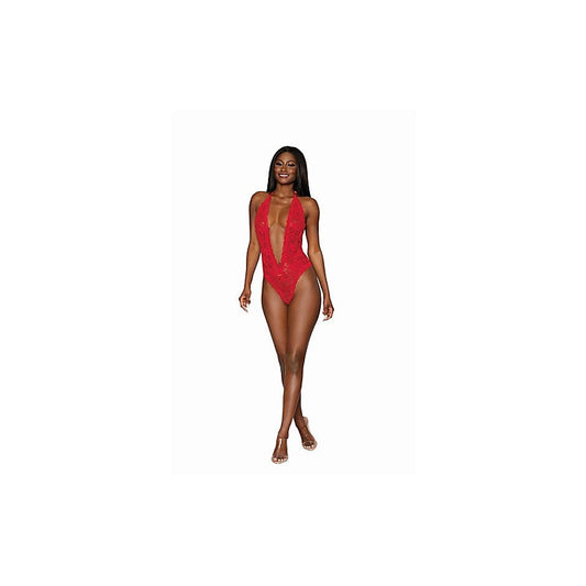 Dreamgirl Lingerie Heart Back Deep V-Neck Womens Sexy Teddy - Teddies and Bodysuits
