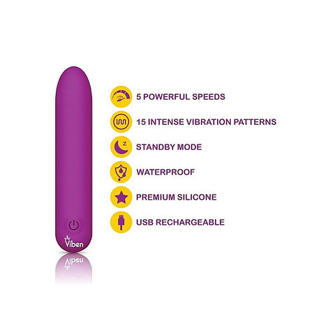 Bombshell 5 Speed USB Mighty Bullet Berry by Viben - Bullet Vibrators